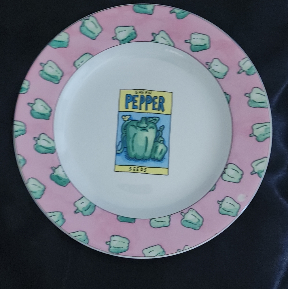 Fitz & Floyd Habitat Americana Seed Package PEPPER Dinner Plate Omnibus Garden